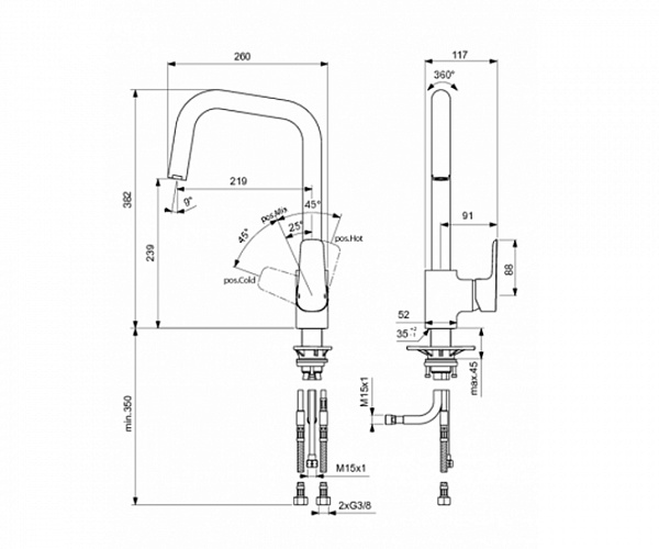 Смеситель для кухни Ideal Standard CeraPlan B0960AA, цвет хром - фото 3