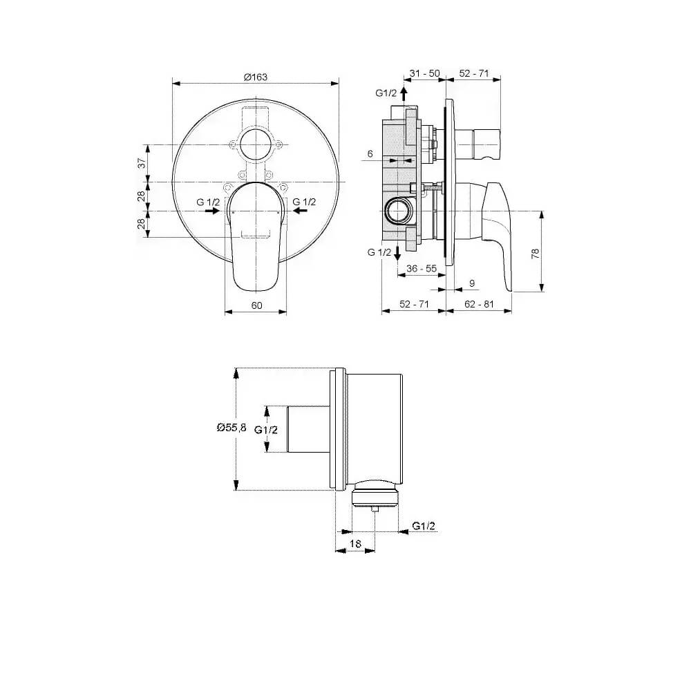 Комплект 3 в 1 Ideal Standard Ceraflex 4в1 BC447AA, цвет хром - фото 7