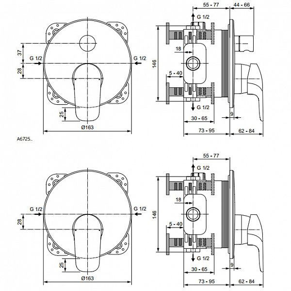 Смеситель Ideal Standard Ceraflex A6725AA для душа, цвет хром - фото 2