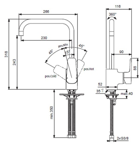 Смеситель для раковины Ideal Standard Ceraplan B0706AA, цвет хром - фото 2