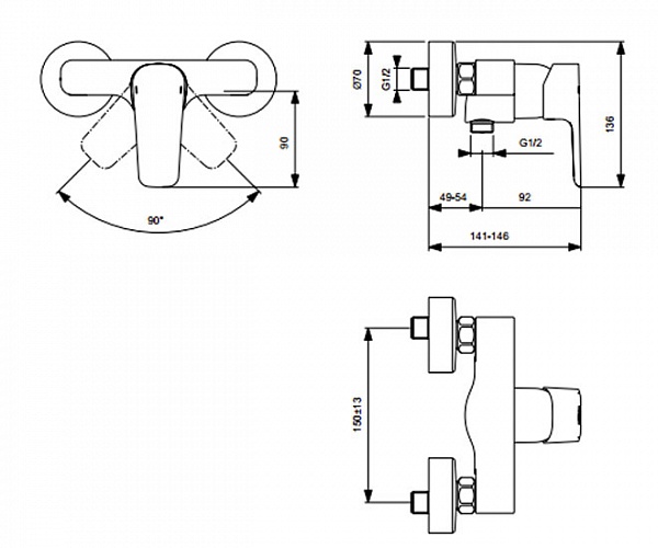 Смеситель для душа Ideal Standard Ceraplan B0716AA, цвет хром - фото 2