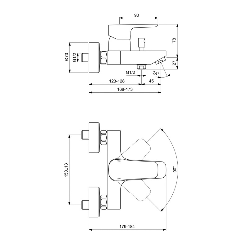 Комплект 3 в 1 Ideal Standard Ceraplan iii 3в1 BD005AA, цвет хром - фото 2