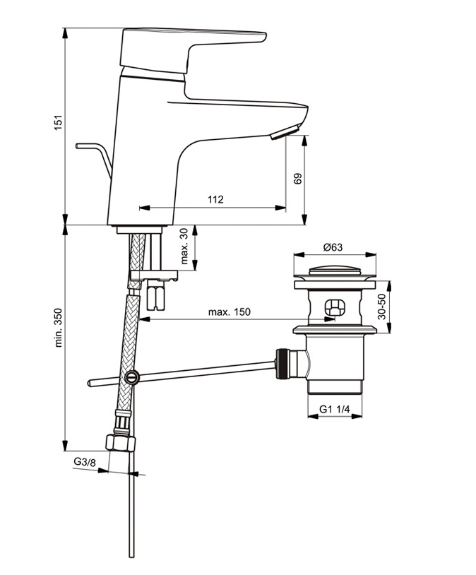 Смеситель для раковины Ideal Standard Connect Blue B9914AA, цвет хром - фото 2