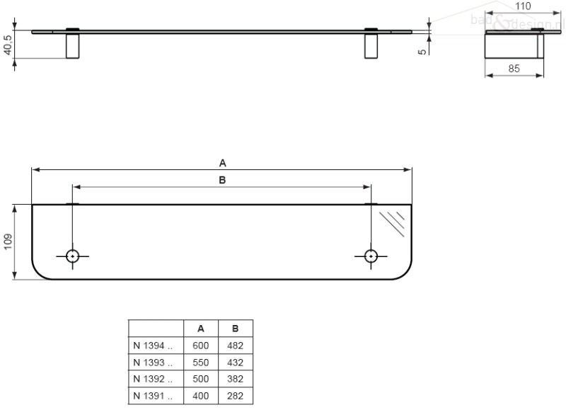 Полка Ideal Standard Connect N1392AA, цвет хром - фото 2