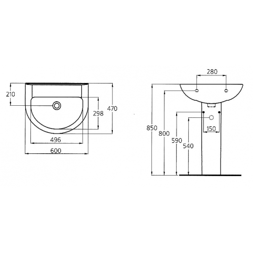 Раковина Ideal Standard Ecco W424001, цвет белый - фото 2