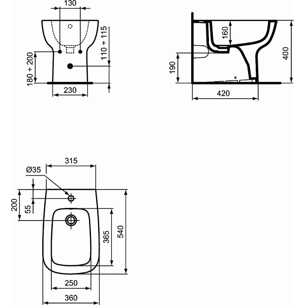 Биде Ideal Standard Esedra T281301, цвет белый - фото 2