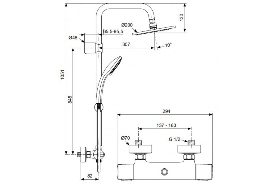 Стойка Ideal Standard Idealrain A5686AA, цвет хром - фото 3