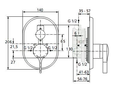 Смеситель для душа Ideal Standard Melange A4273AA скрытая часть в комплекте, цвет хром - фото 2