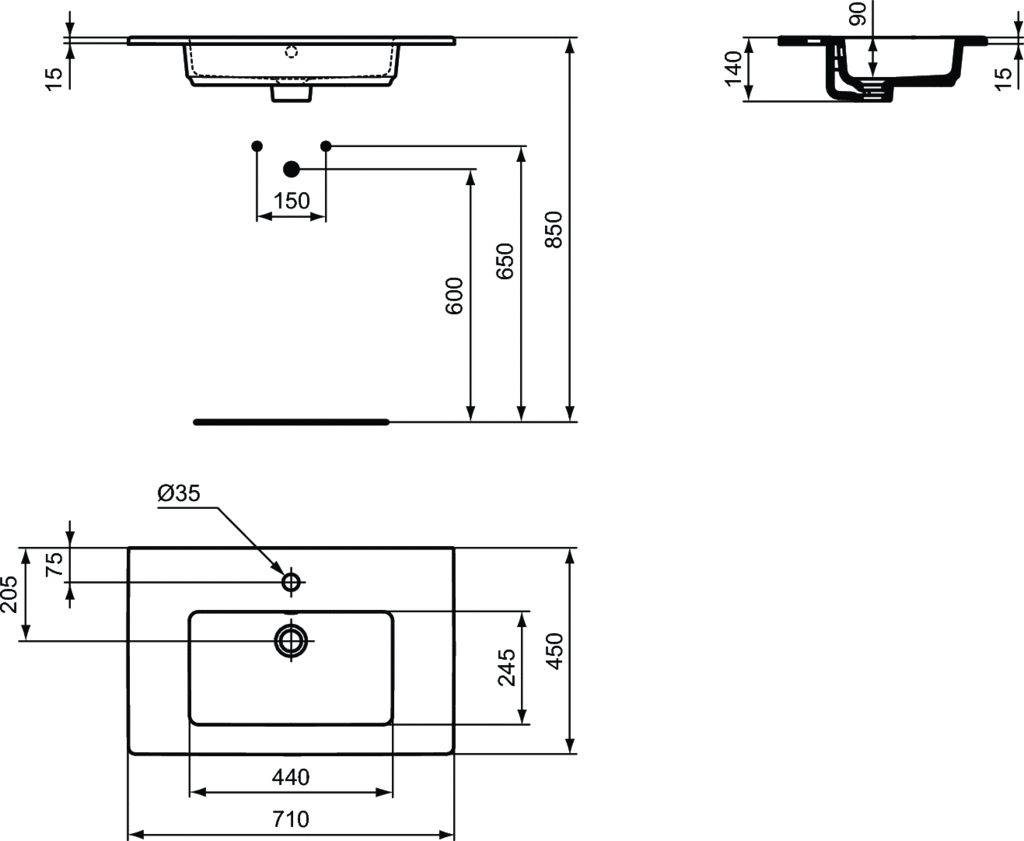 Раковина Ideal Standard TEMPO E053501, цвет белый - фото 3