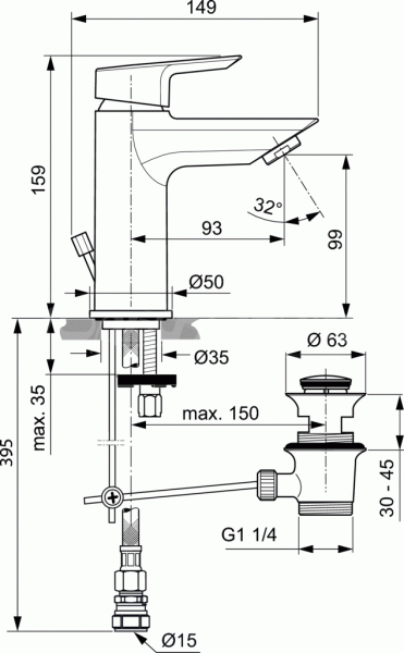 Смеситель для раковины Ideal Standard Tesi A6557AA, цвет хром - фото 2