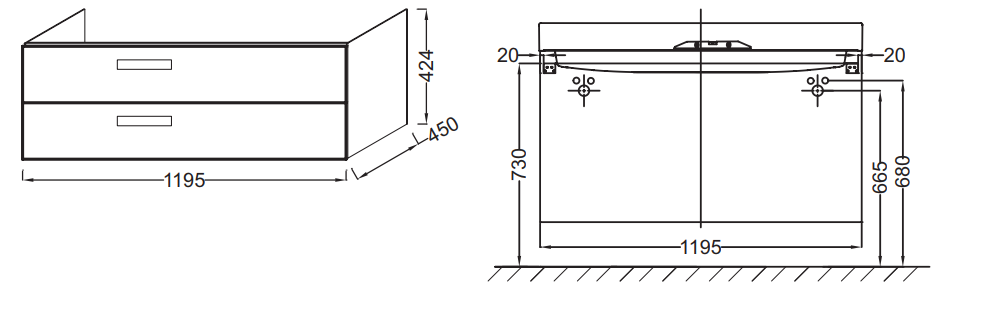 Тумба под раковину Jacob Delafon Rythmik 120 (белый) EB1305-G1C, цвет хром - фото 3