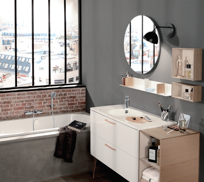 Мебель для ванной комнаты Jacob Delafon EB2520-R9-N18 Odeon Rive Gauche 60, 2 ящика,  меламин, белый, ручки черные, цвет черный - фото 6