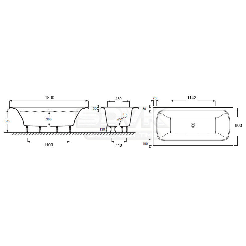 E6d032 00 ванна elite прямоуг французский вариант 180x80 бел