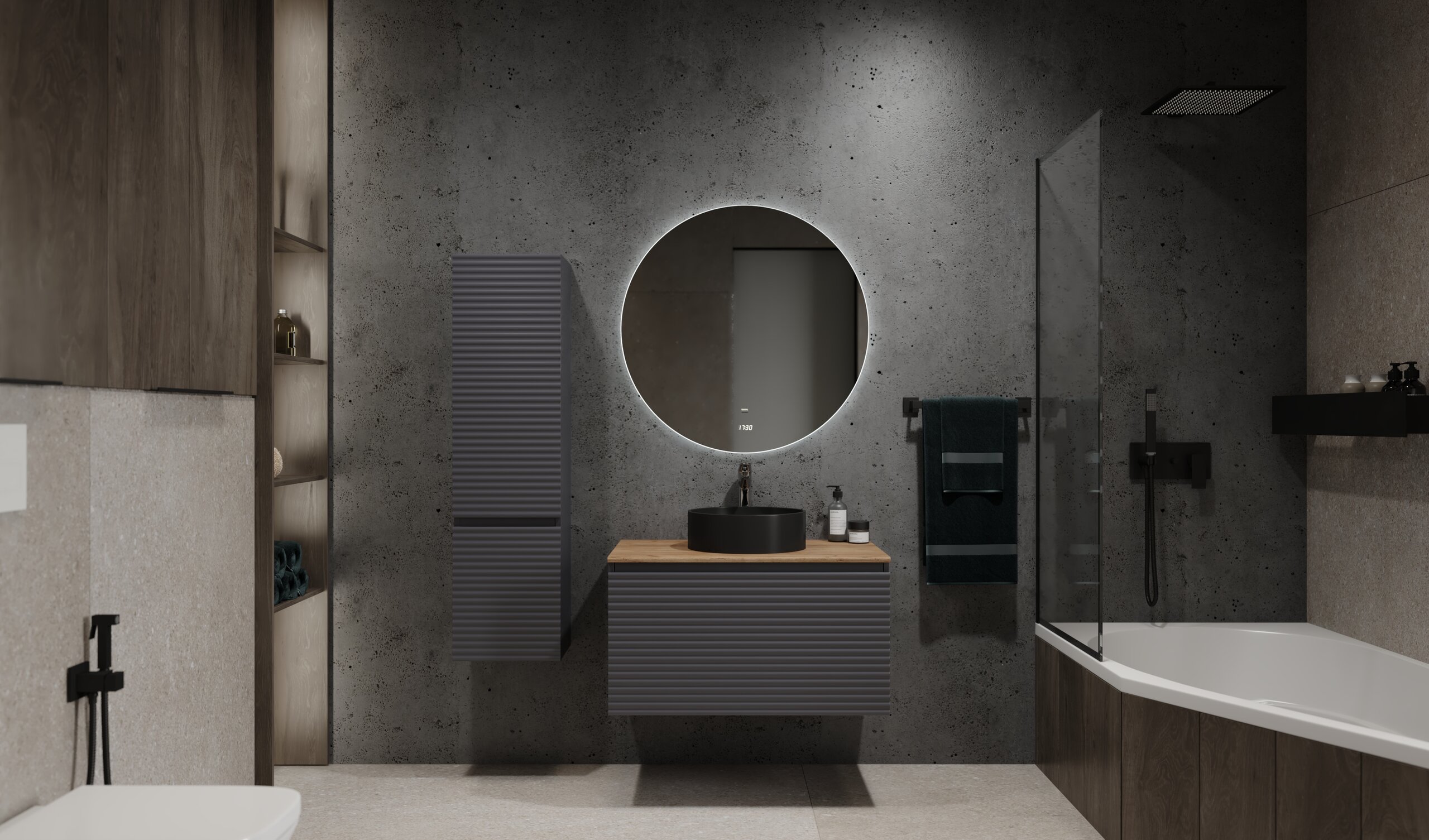 Мебель для ванной комнаты Jorno COSSETY 80 см антрацит дуб крафт золотой 30509₽