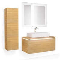 Мебель для ванной Jorno Karat 100 см подвесная, бук светлый