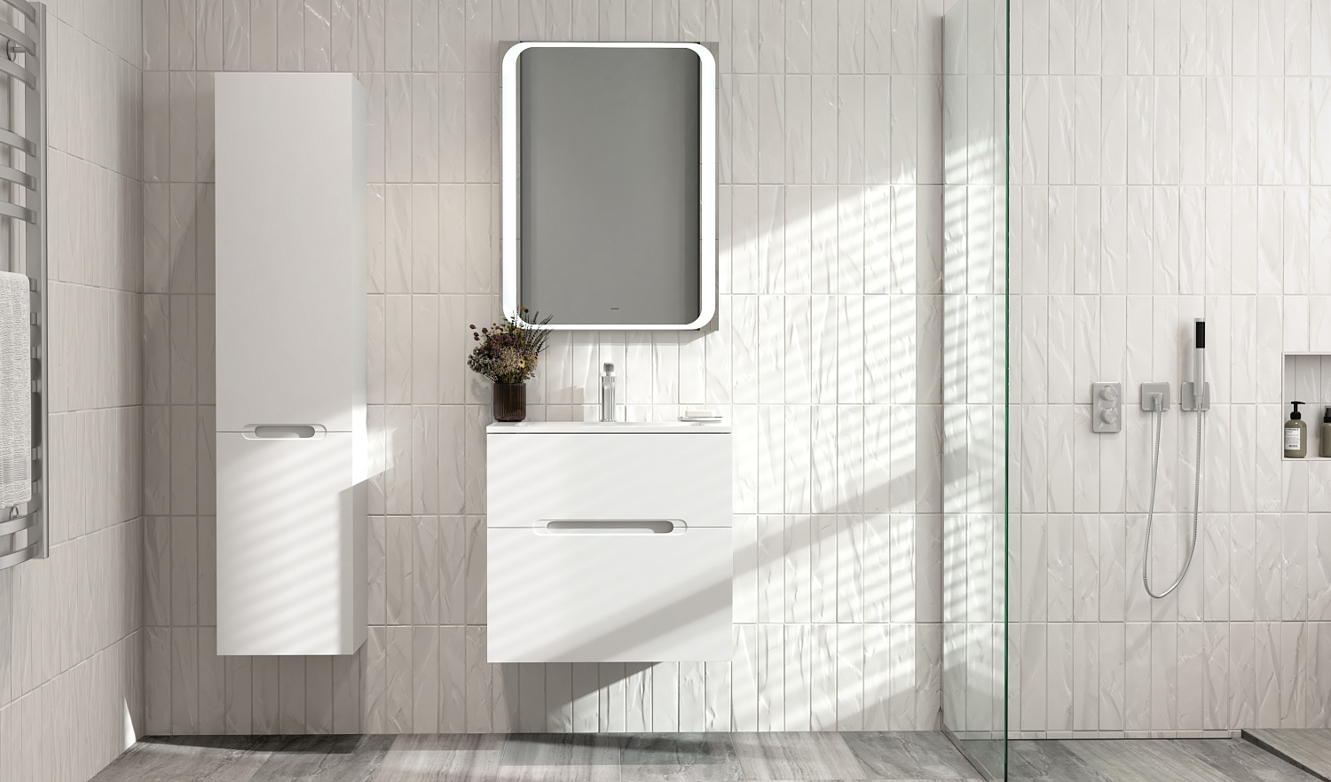 Мебель для ванной комнаты Jorno Modul 62 см белая, 2 ящика