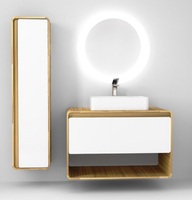 Мебель для ванной Jorno Ronda 100 см подвесная, дуб/белый
