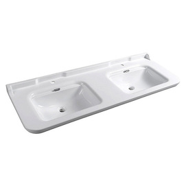 Раковина керамическая двойная Kerasan Waldorf 150х55см 4143K1bi/cr* c 1 отв-м под смеситель, белая