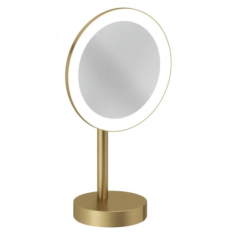 Косметическое зеркало Kludi Vela R 58995N0F с подсветкой 3-х кратное увеличение золото 51790₽