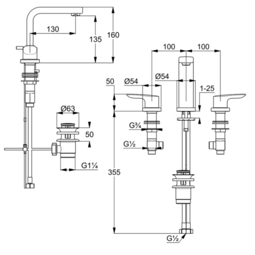 Смеситель для раковины Kludi Pure&Solid 343940575, цвет хром - фото 2