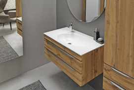 Тумба с раковиной Kolpa-San Malaya Oum 100, natur oak 100 см, подвесная, цвет дуб натуральный (уценка: с экспозиции)
