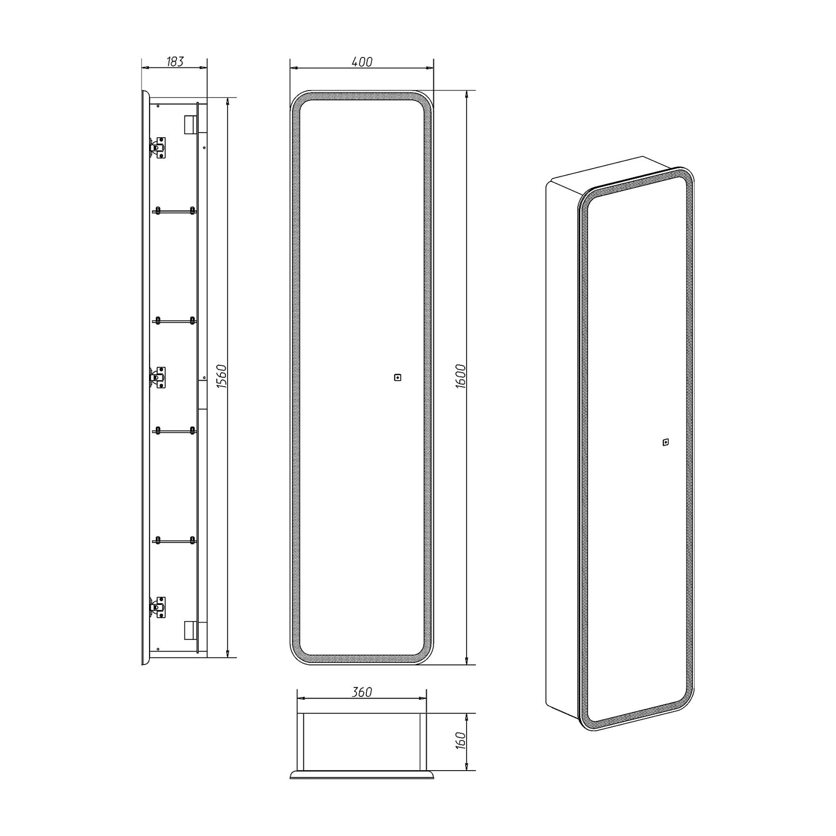 Зеркальный шкаф La Tezza LT-CM40160-s, цвет хром - фото 4