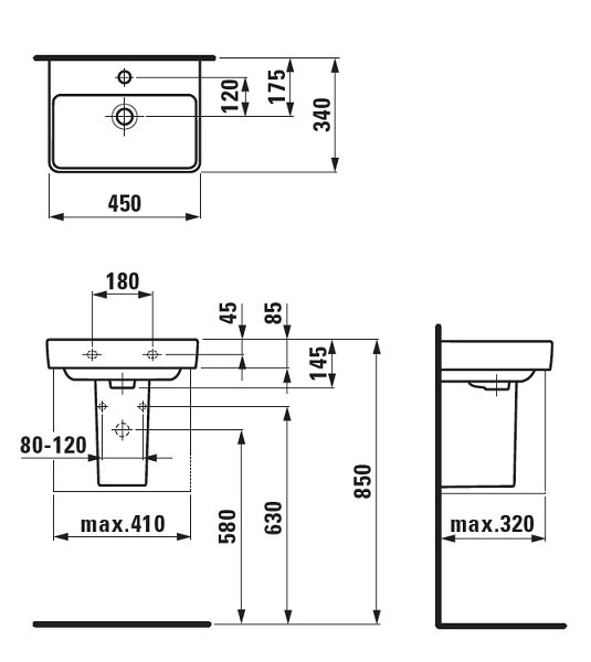 Раковина Laufen Pro-S 1596.1, цвет белый 8.1596.1.000.104.1 - фото 3