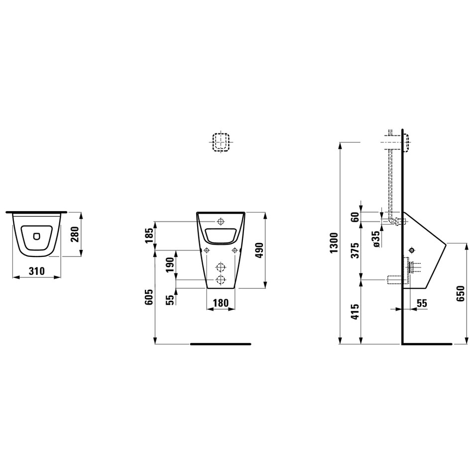 Писсуар со скрытым подводом воды Laufen Vila 8411410000001 с отв-ми под крышку без сифона белый 29601₽
