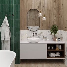 Фото Раковина накладная Lavinia Boho Bathroom Sink 36х36 33311087 из фарфора, круглая, белая глянцевая