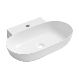 Фото Накладная или подвесная раковина для ванной  Lavinia Boho Bathroom Sink 58х40 33311099 из фарфора Slim, овальная, белая глянцевая