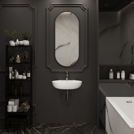 Фото Накладная или подвесная раковина для ванной  Lavinia Boho Bathroom Sink 58х40 33311099 из фарфора Slim, овальная, белая глянцевая