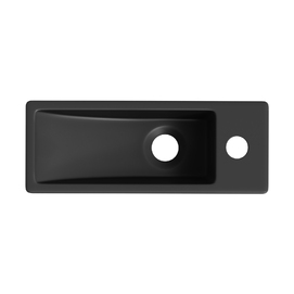 Фото Маленькая раковина для туалета Lavinia Boho Bathroom Sink 38х14 33311022 подвесная, из фарфора, прямоугольная, черная матовая