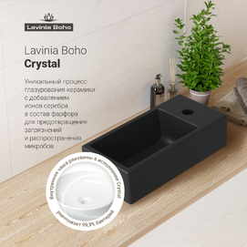 Фото Маленькая раковина для туалета Lavinia Boho Bathroom Sink 40х20 33311024 подвесная, из фарфора, прямоугольная, черная матовая