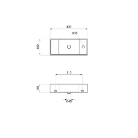 Фото Маленькая раковина для туалета Lavinia Boho Bathroom Sink 43х18 33311043 подвесная, из фарфора Slim, прямоугольная, белая глянцевая