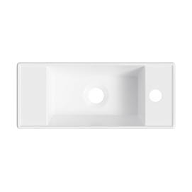 Фото Маленькая раковина для туалета Lavinia Boho Bathroom Sink 43х18 33311043 подвесная, из фарфора Slim, прямоугольная, белая глянцевая