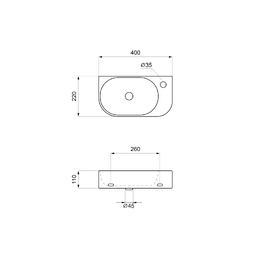 Фото Маленькая раковина для туалета Lavinia Boho Bathroom Sink 40х22 33311047 подвесная, из фарфора, полукруглая, белая глянцевая