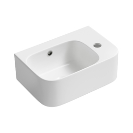 Фото Маленькая раковина для туалета Lavinia Boho Bathroom Sink 37х25 33311065 подвесная, из фарфора Slim, прямоугольная, белая глянцевая