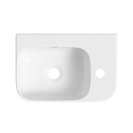Фото Маленькая раковина для туалета Lavinia Boho Bathroom Sink 37х25 33311065 подвесная, из фарфора Slim, прямоугольная, белая глянцевая