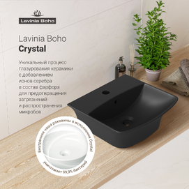 Фото Маленькая раковина для туалета Lavinia Boho Bathroom Sink 35х36 33311078 подвесная, из фарфора, прямоугольная, черная матовая