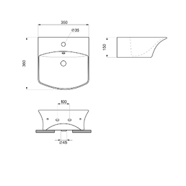 Фото Маленькая раковина для туалета Lavinia Boho Bathroom Sink 35х36 33311078 подвесная, из фарфора, прямоугольная, черная матовая