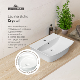 Фото Маленькая раковина для туалета Lavinia Boho Bathroom Sink 45х40 33311079 подвесная, из фарфора, прямоугольная, белая глянцевая