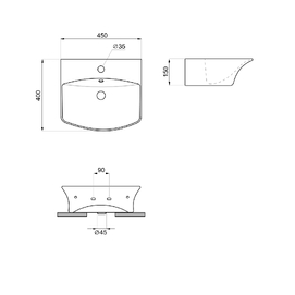 Фото Маленькая раковина для туалета Lavinia Boho Bathroom Sink 45х40 33311079 подвесная, из фарфора, прямоугольная, белая глянцевая