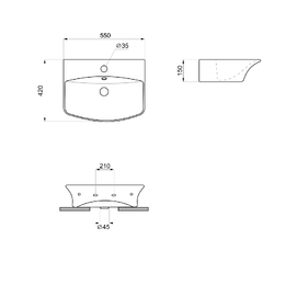 Фото Маленькая раковина для туалета Lavinia Boho Bathroom Sink 55х42 33311081 подвесная, из фарфора, прямоугольная, белая глянцевая