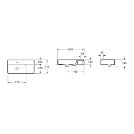 Фото Раковина накладная Lavinia Boho Bathroom Sink Slim 60х31 33311011 из фарфора, прямоугольная, белая глянцевая