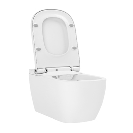 Фото Умный подвесной унитаз с функцией биде Lavinia Boho Smart V-Clean 3359101R безободковый, сиденье микролифт с подогревом, белый глянцевый
