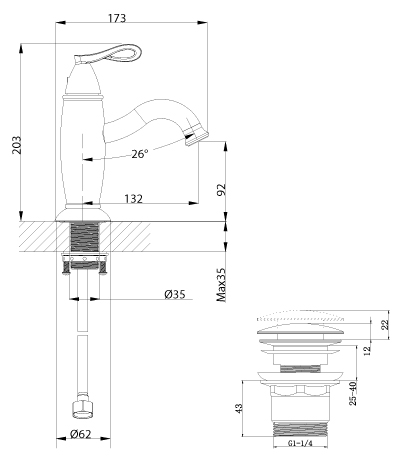 Смеситель для раковины LeMark LM6106BRG черный - фото 2