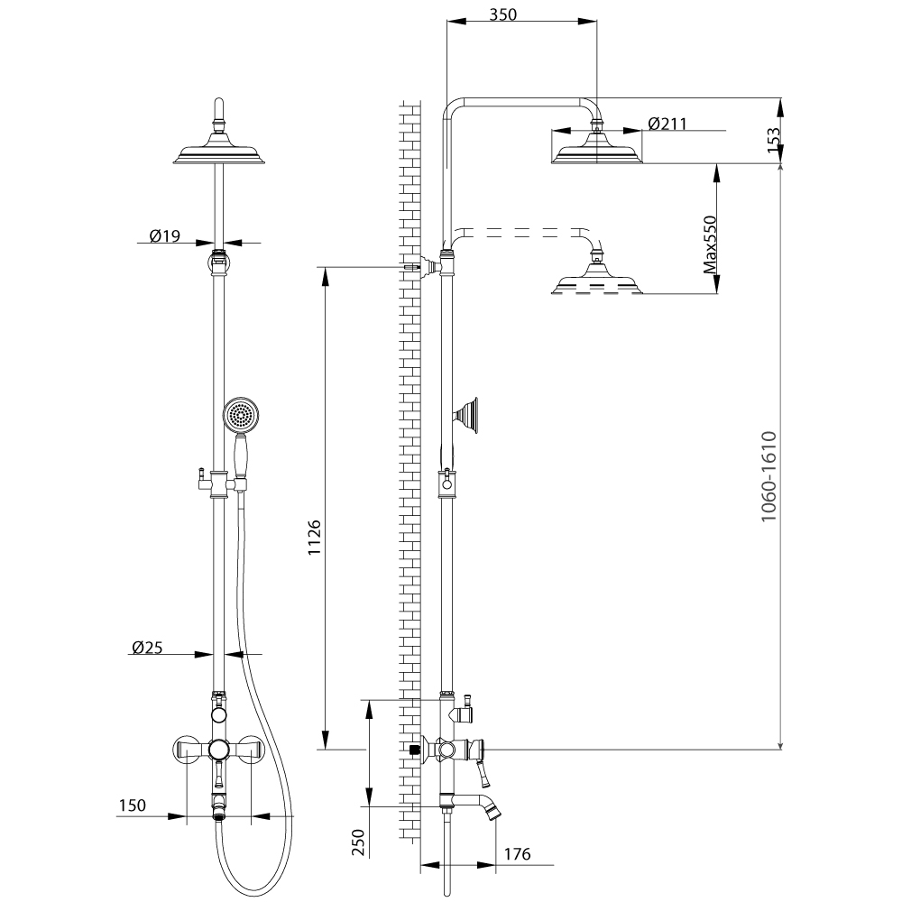 Душевая стойка LeMark LM6362RB бронза - фото 2