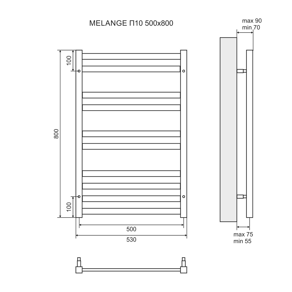 Полотенцесушитель LeMark Lemark Melange LM49810E П10 500x800, левый, размер 50x80, цвет хром - фото 2