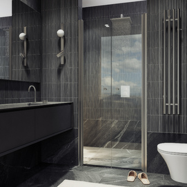 Душевая дверь в нишу MaybahGlass 120x198 MGD-425-5 стекло прозрачное, профиль хром матовый