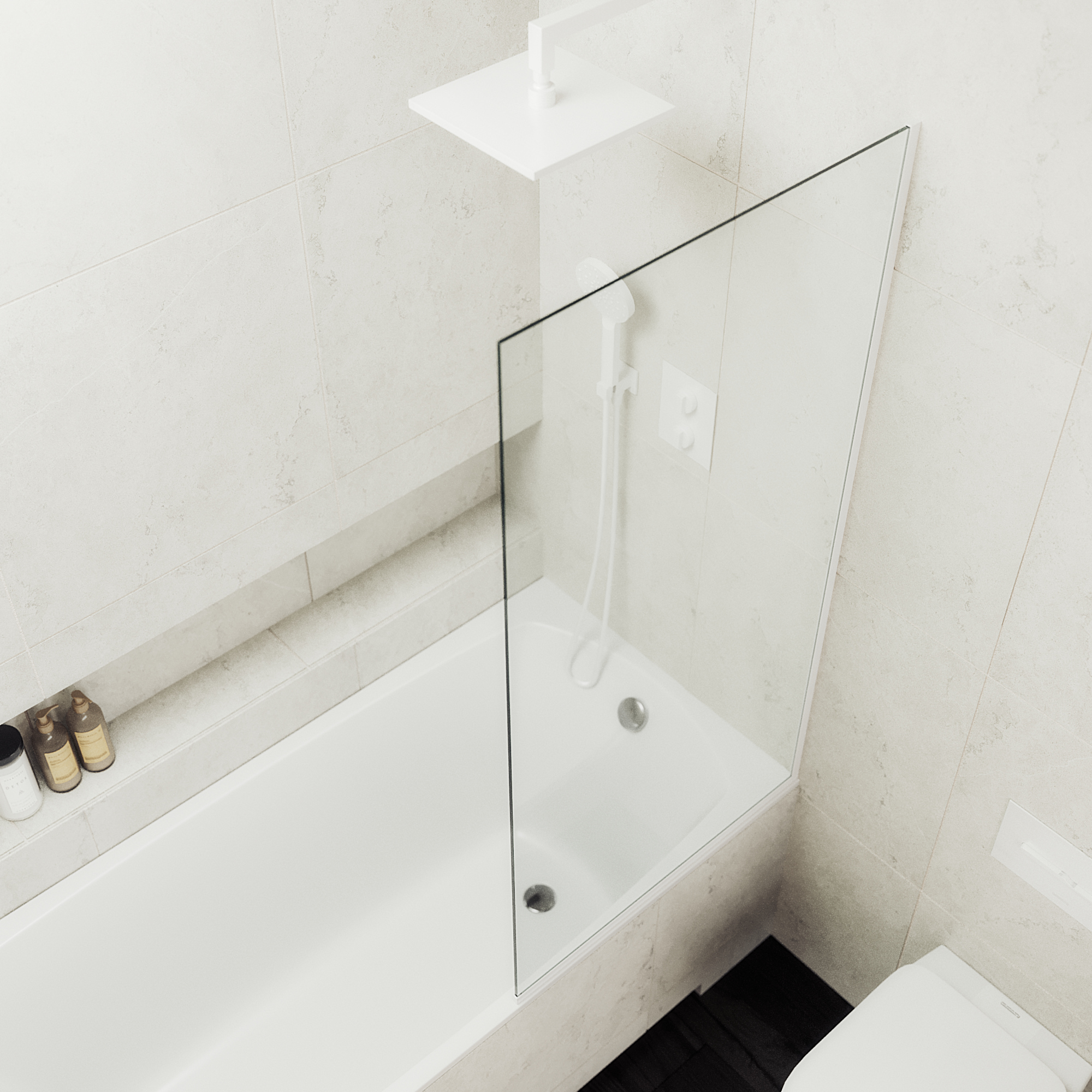 Шторка для ванны MaybahGlass 30х140 MGV-248-1у стекло прозрачное, профиль белый - фото 3